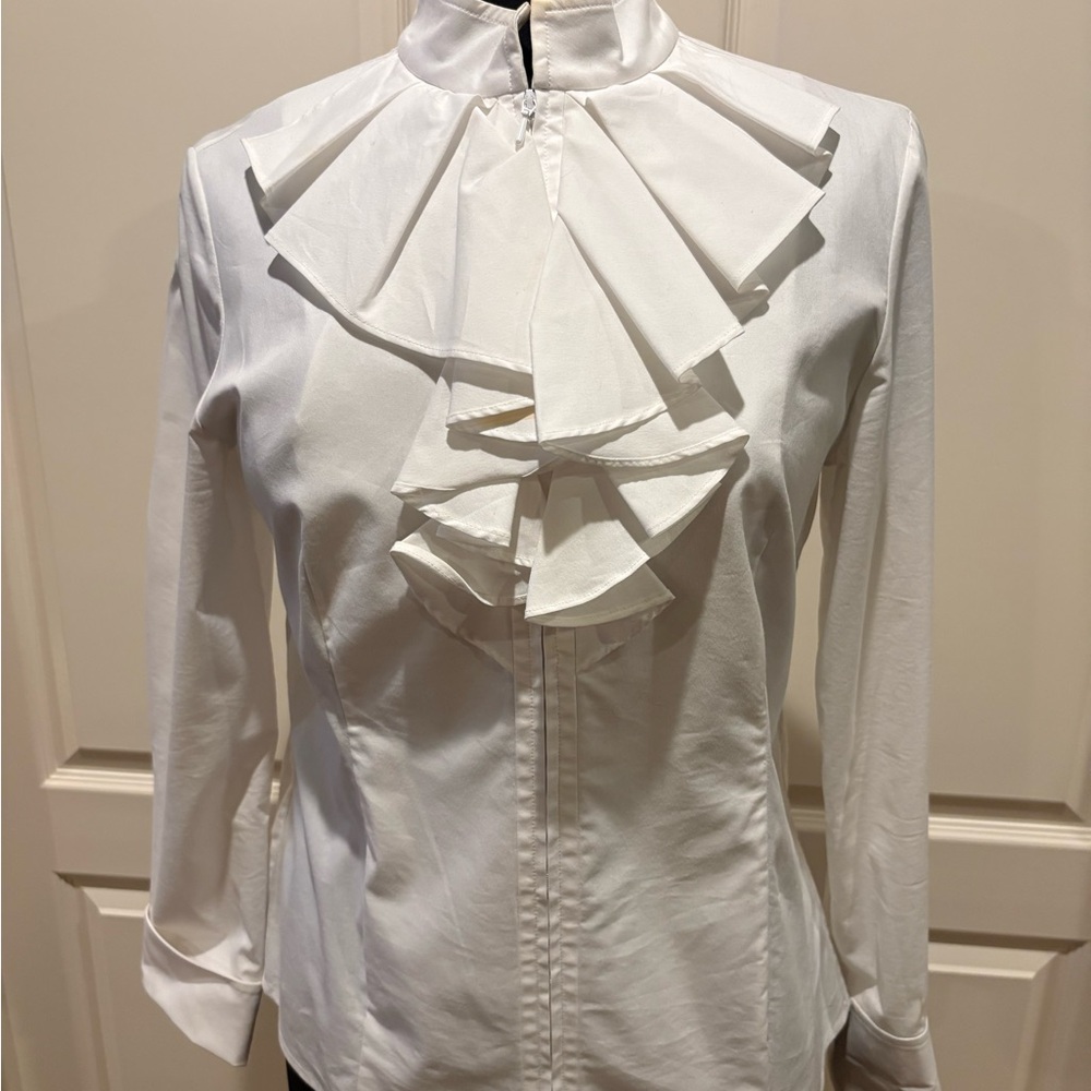 Doncaster White Ruffled Blouse